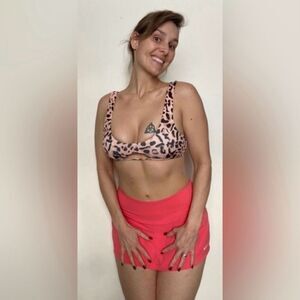 SHEIN Bikini Top Peekaboo Cut Out Blush Leopard Medium Vacation